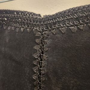 Vintage Genuine Leather Black Pants With Hand Knit Stitching